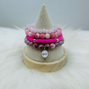 Pink theme Mom Arm Candy Beaded Bracelet